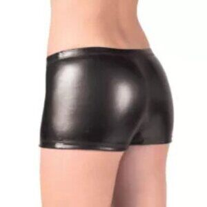 Spirit Halloween Women's Black Metallic faux leather Boyshort Panties Size M/L